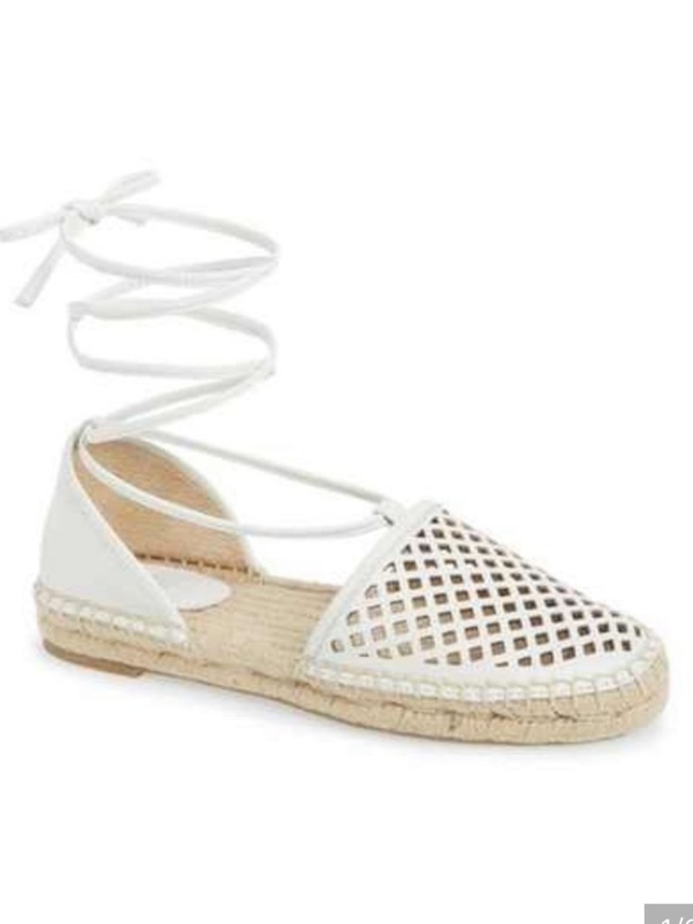 Frye Leo Leather Perforated Ankle Lace Espadrilles
